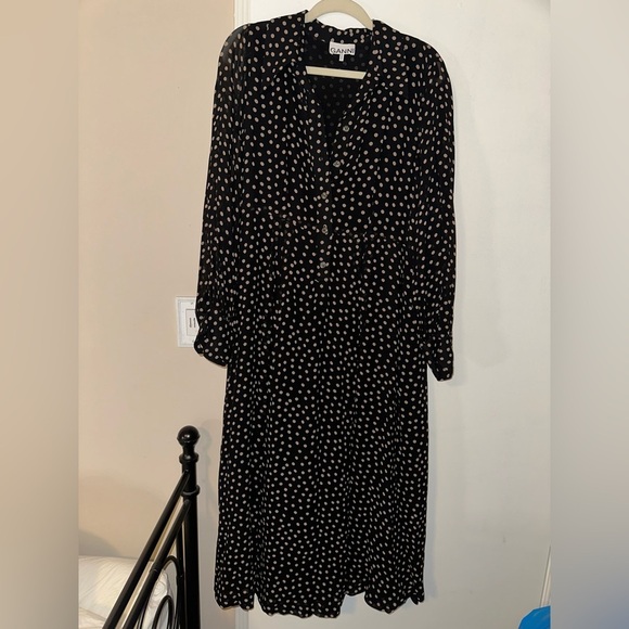 Ganni Dresses & Skirts - GANNI Black and White Polka Dot Dress Size XL